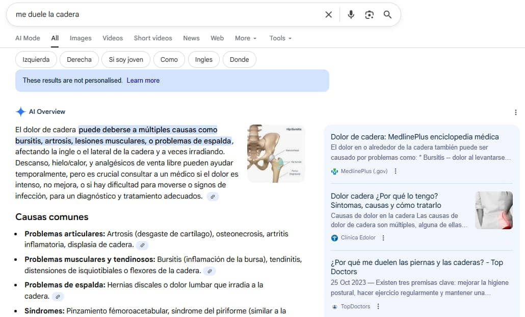 Resultados de Inteligencia Artificial de Google