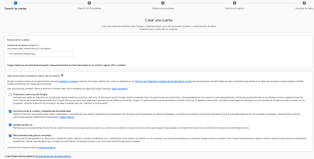 Registro Google Analytics