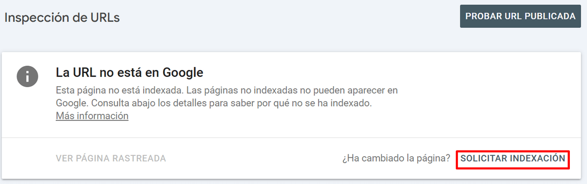 Inspección URL en Google Search Console