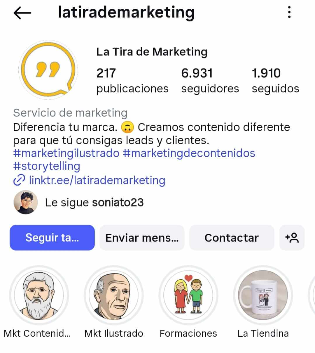 Instagram con descripción del perfil optimizada