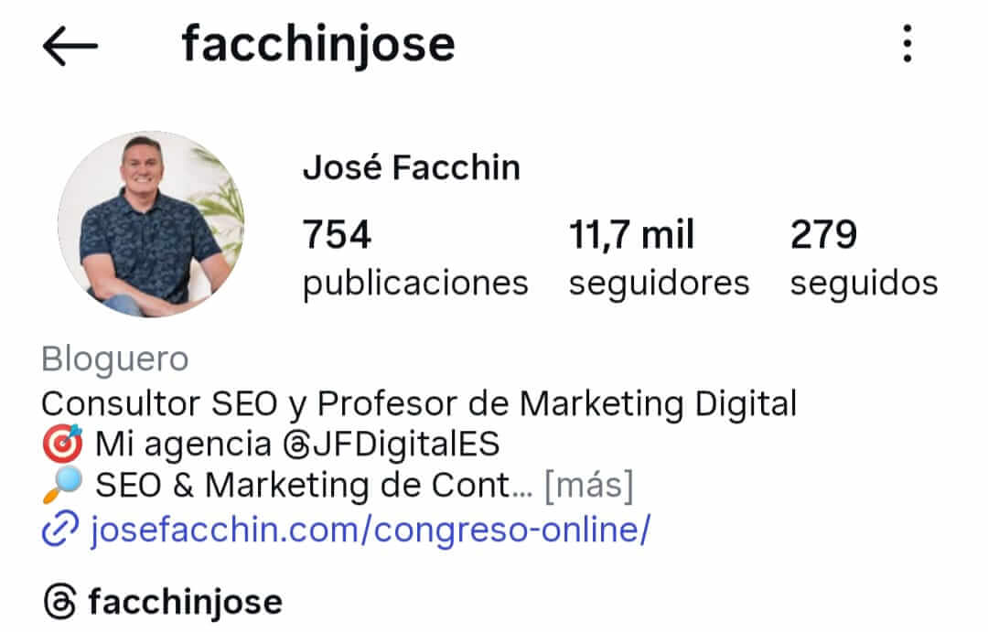 Perfil de Instagram optimizado