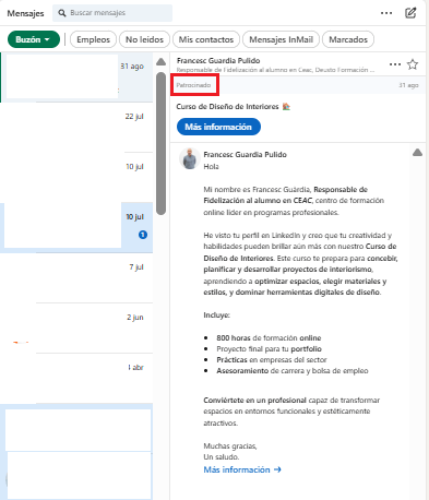 Mensajes patrocinados en LinkedIn