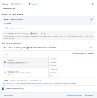 Segmentación de campañas de LinkedIn
