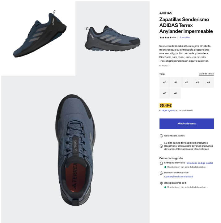 Ficha de producto Decathlon
