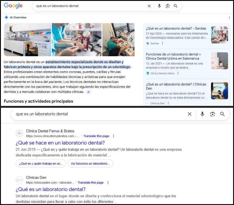 Diferencia entre AI Overviews y buscador tradicional de Google