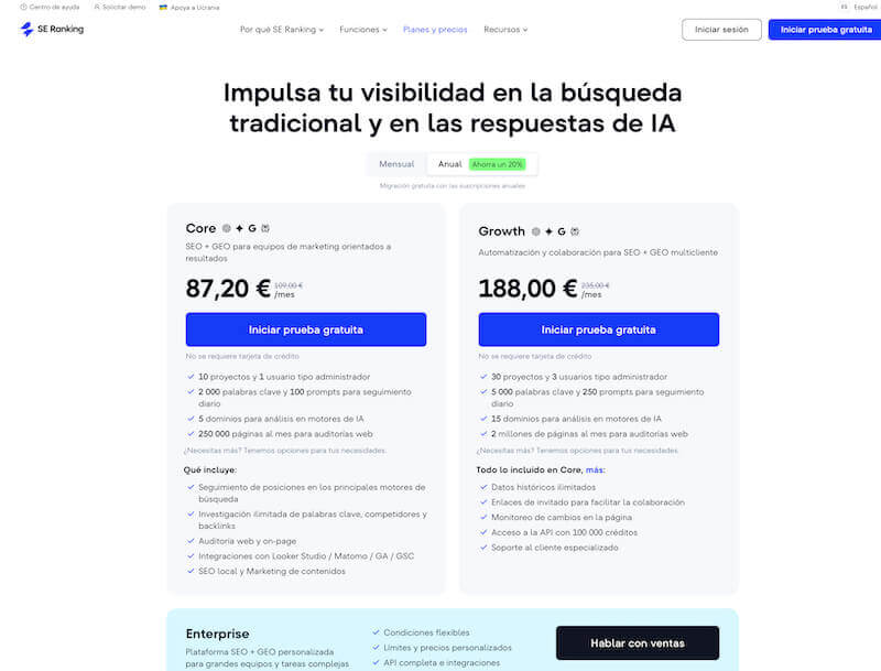 Nuevos planes y precios de SE Ranking Nuevos planes y precios de SE Ranking